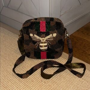 Camo Crossbody Bag with Bee Design